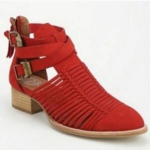 Jeffrey Campbell Red Stinon Leather Ankle Bootie